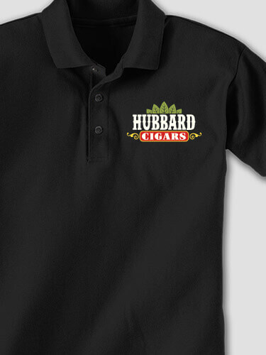 Cigars Black Embroidered Polo Shirt