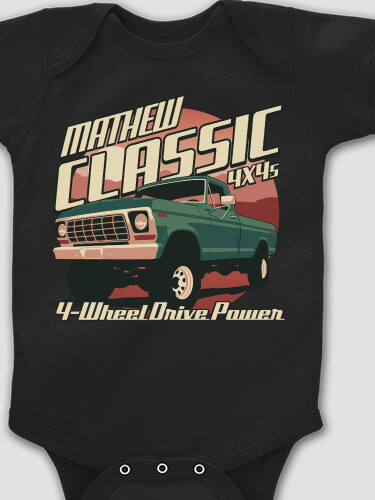 Classic 4X4s Black Baby Bodysuit