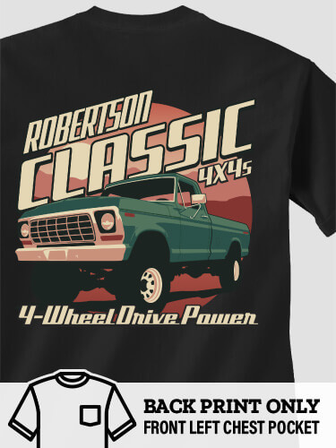 Classic 4X4s Black Adult Pocket T-Shirt