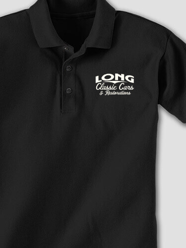 Classic Cars II Black Embroidered Polo Shirt