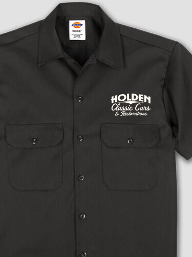 Classic Cars II Black Embroidered Work Shirt
