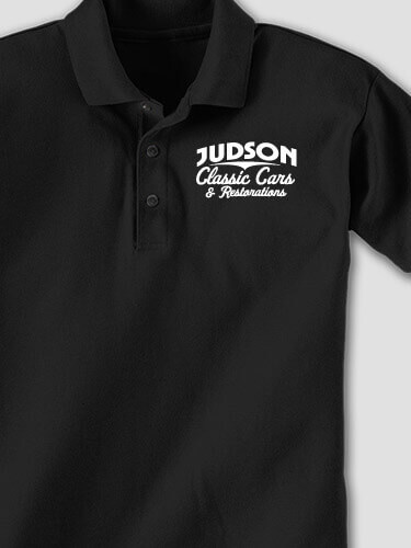 Classic Cars Black Embroidered Polo Shirt
