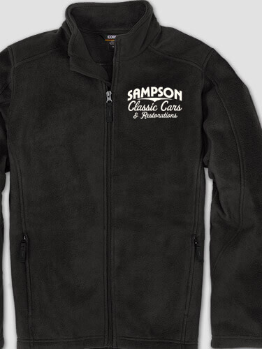 Classic Cars Black Embroidered Zippered Fleece