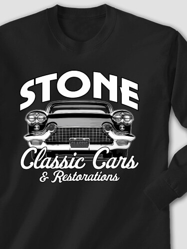 Classic Cars Black Adult Long Sleeve