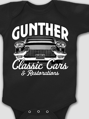 Classic Cars Black Baby Bodysuit