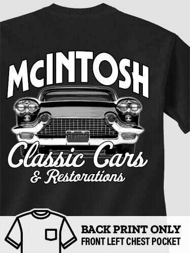 Classic Cars Black Adult Pocket T-Shirt