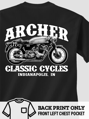 Classic Cycles Black Pocket Adult T-Shirt