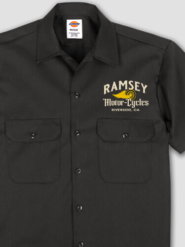 Classic Motorcycles Black Embroidered Work Shirt