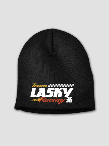 Classic Racing Team Black Embroidered Beanie