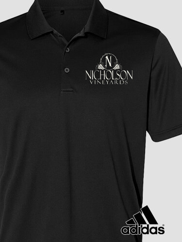 Classic Vineyards Black Embroidered Adidas Polo Shirt