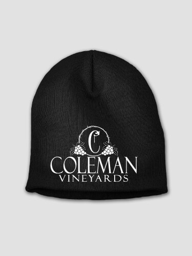 Classic Vineyards Black Embroidered Beanie