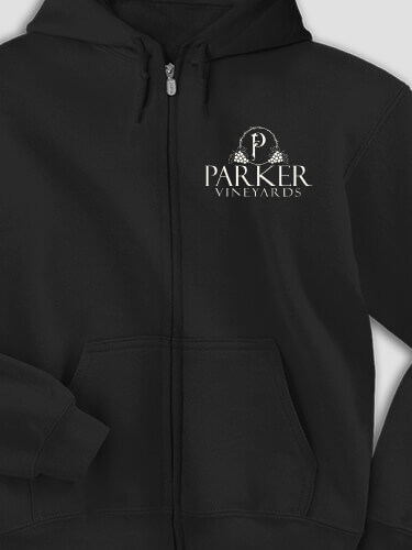 Classic Vineyards Black Embroidered Zippered Hooded Sweatshirt