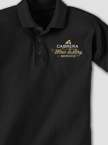 Classic Wine Tasting Services Black Embroidered Polo Shirt