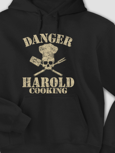 Cooking Danger Black Adult Hooded Sweatshirt