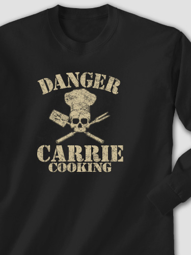 Cooking Danger Black Adult Long Sleeve