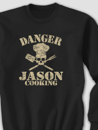 Cooking Danger Black Adult Sweatshirt