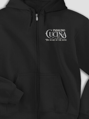 Cucina Black Embroidered Zippered Hooded Sweatshirt