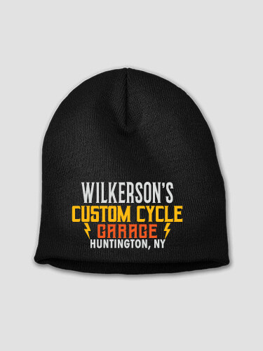 Custom Cycle Garage Black Embroidered Beanie