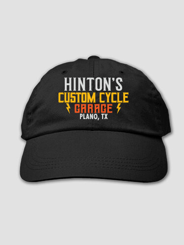 Custom Cycle Garage Black Embroidered Hat
