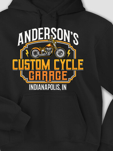 Custom Cycle Garage Black Adult Hooded Sweatshirt