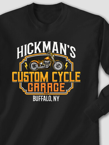 Custom Cycle Garage Black Adult Long Sleeve