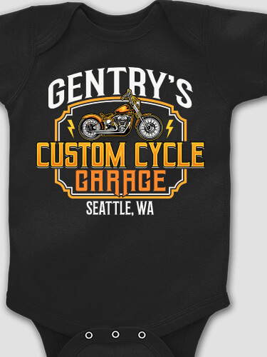 Custom Cycle Garage Black Baby Bodysuit