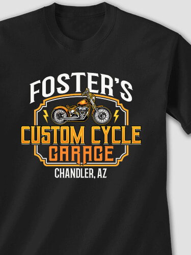 Custom Cycle Garage Black Adult T-Shirt