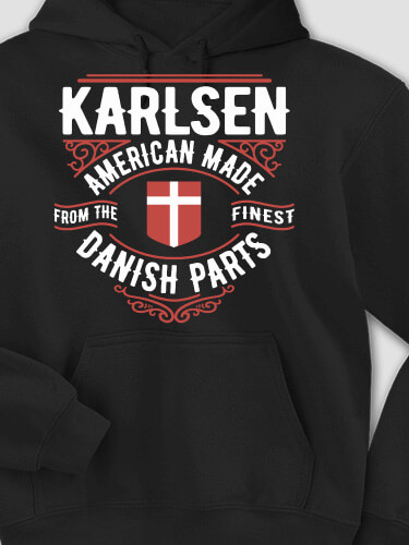Danish Parts Black Adult Hooded Sweatshirt