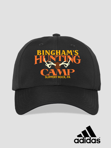 Deer Hunting Camp Black Embroidered Adidas Hat