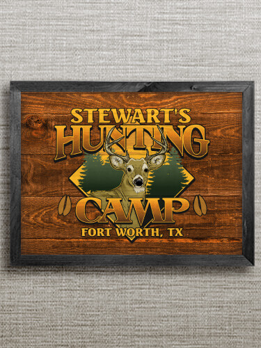 Deer Hunting Camp Black Framed Wall Art 16.5 x 12.5