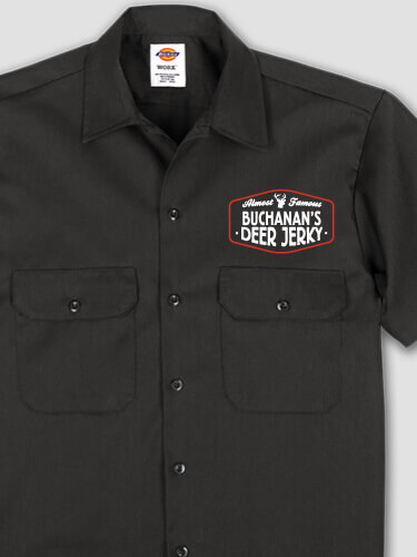 Deer Jerky Black Embroidered Work Shirt