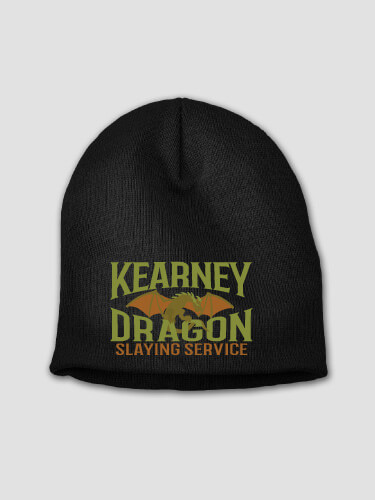 Dragon Slaying Black Embroidered Beanie