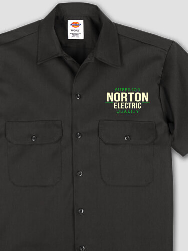 Electric Black Embroidered Work Shirt