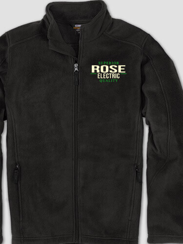 Electric Black Embroidered Zippered Fleece