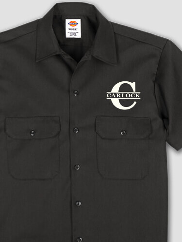 Family Monogram Black Embroidered Work Shirt