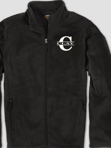 Family Monogram Black Embroidered Zippered Fleece