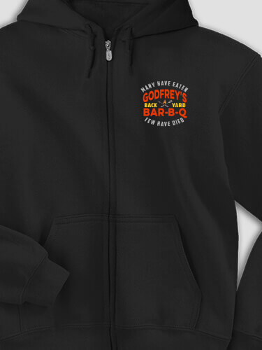 Few Have Died BBQ Black Embroidered Zippered Hooded Sweatshirt