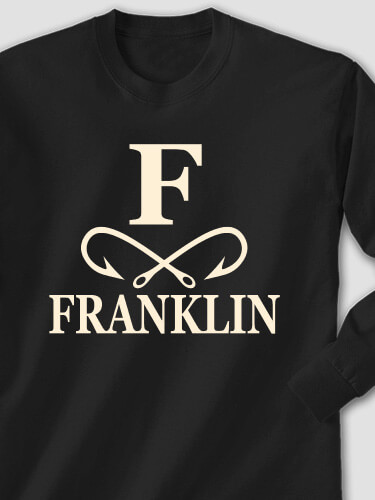 Fishing Monogram Black Adult Long Sleeve
