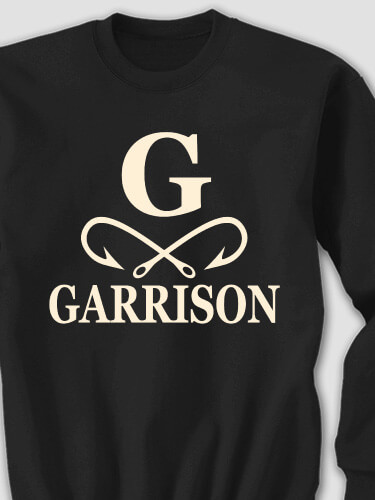 Fishing Monogram Black Adult Sweatshirt