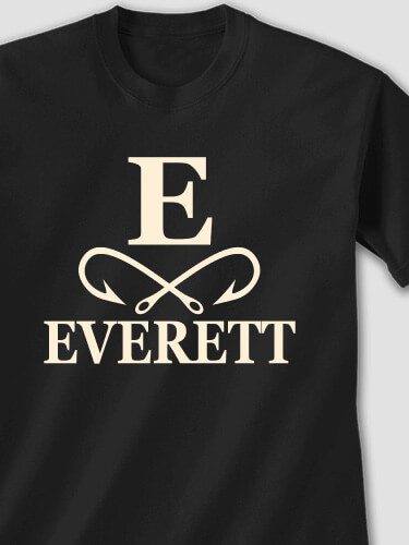 Fishing Monogram Black Adult T-Shirt