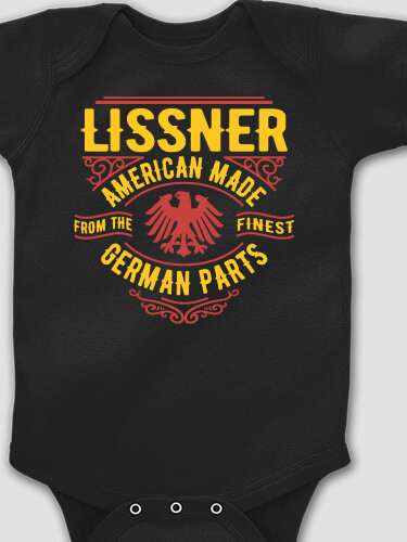 German Parts Black Baby Bodysuit