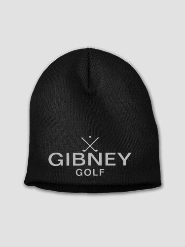 Golf Black Embroidered Beanie