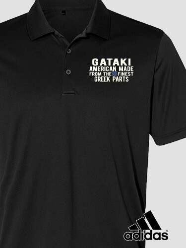 Greek Parts Black Embroidered Adidas Polo Shirt