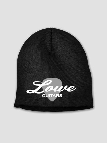 Guitars Black Embroidered Beanie