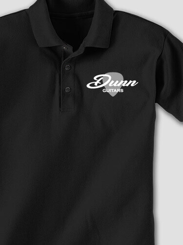 Guitars Black Embroidered Polo Shirt