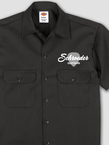 Guitars Black Embroidered Work Shirt