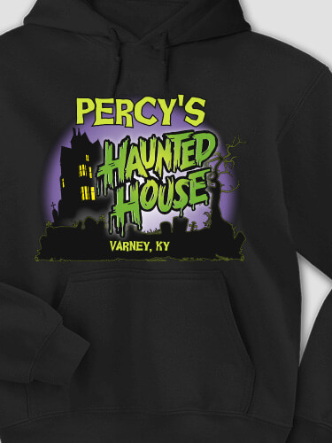 Haunted House Black Adult Hooded Sweatshirt