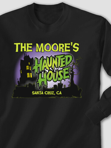 Haunted House Black Adult Long Sleeve