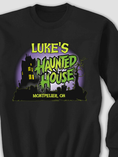 Haunted House Black Adult Sweatshirt