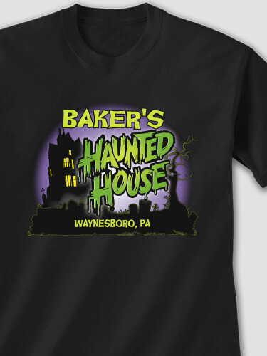 Haunted House Black Adult T-Shirt